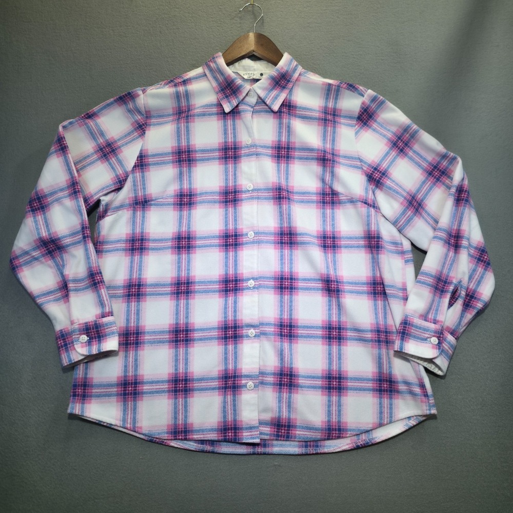 Riders‎ by Lee Women's Plaid Fleece Long Sleeve Button Up Shirt Size Large